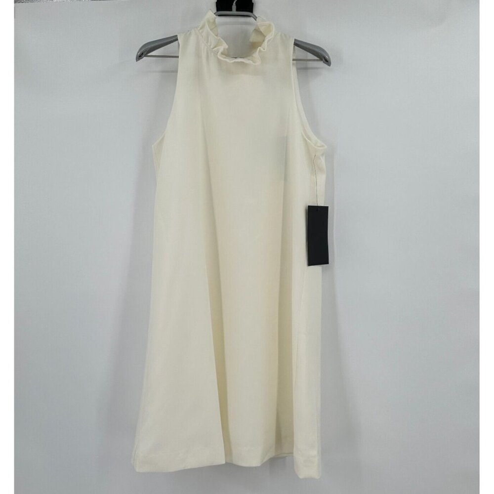 Tuckernuck Ivory Blythe Dress sz L Sleeveless Ruffle Collar Bow Cocktail Party